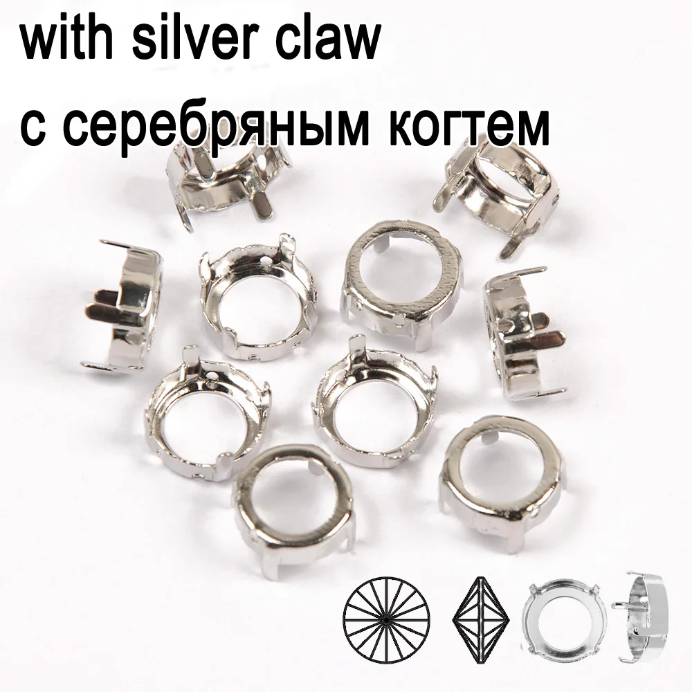 CTPA3bI Best Rivoil Shapes Rhinestone Claw Setting Sew on Rhinestones Base Set Silver Claws Gold Sewing Garments DIY Stones Base