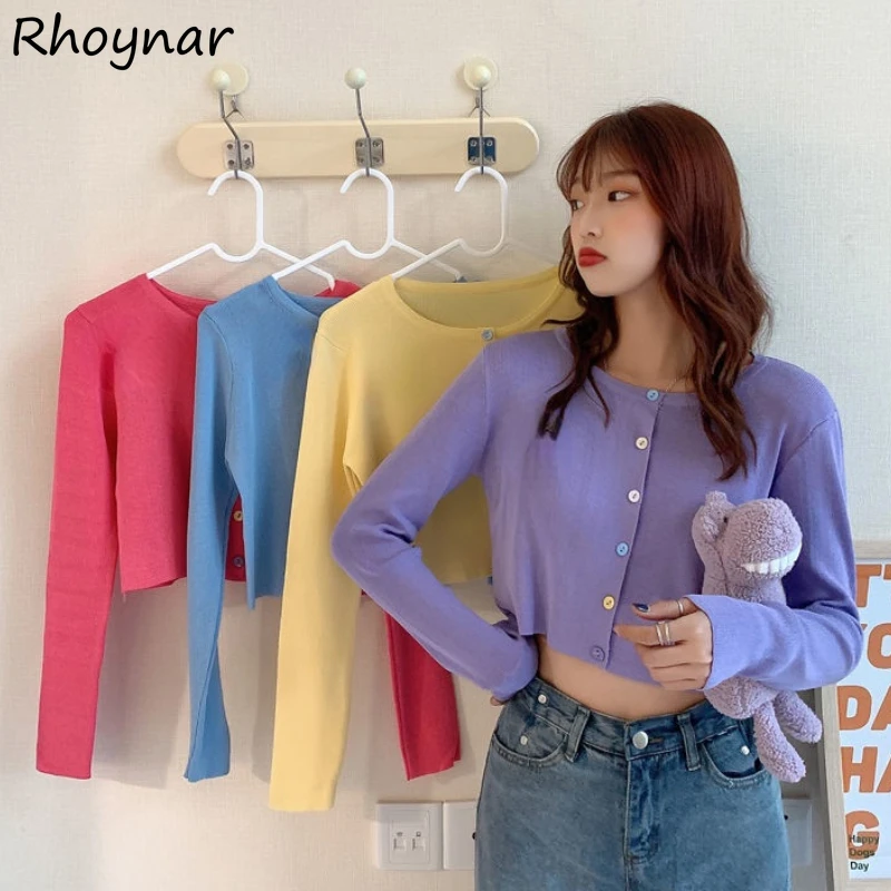 

Cropped Sweaters Women 8 Colors Casual Sweet Lovely Long Sleeve Knitted Sexy High Street Ulzzang BF Trendy Ladies Female Clothes