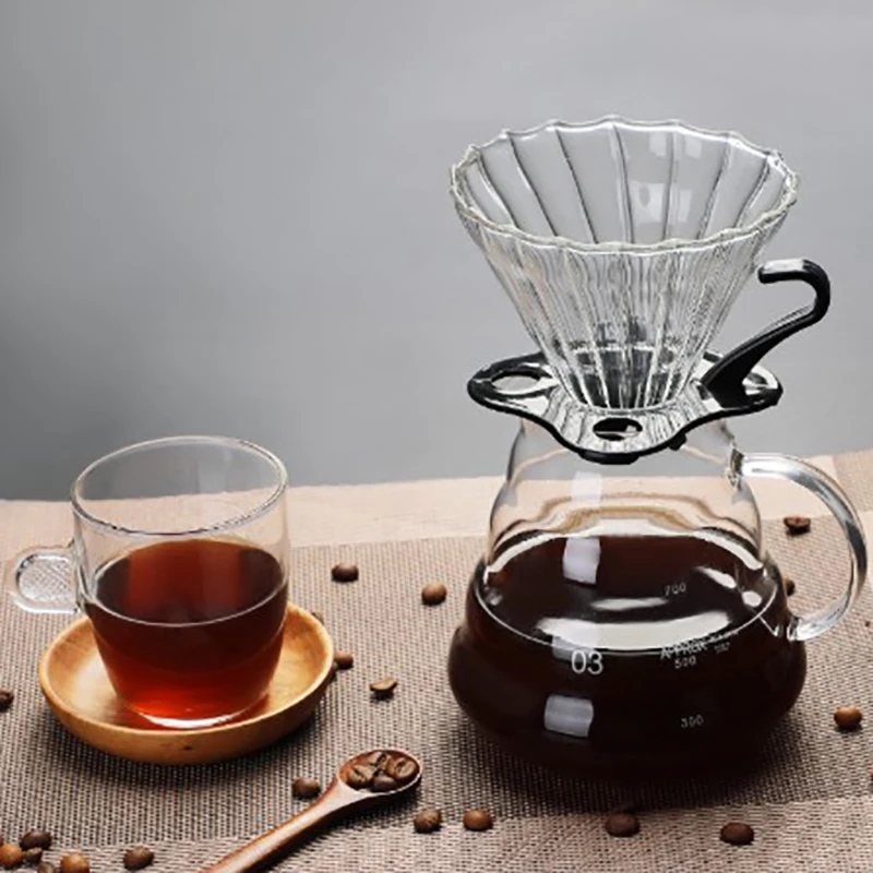 Thickened High Borosilicate Glass Coffee Pot Hand Drip Pot Sharing Pot Filter Coffee Percolator Cup Funnel