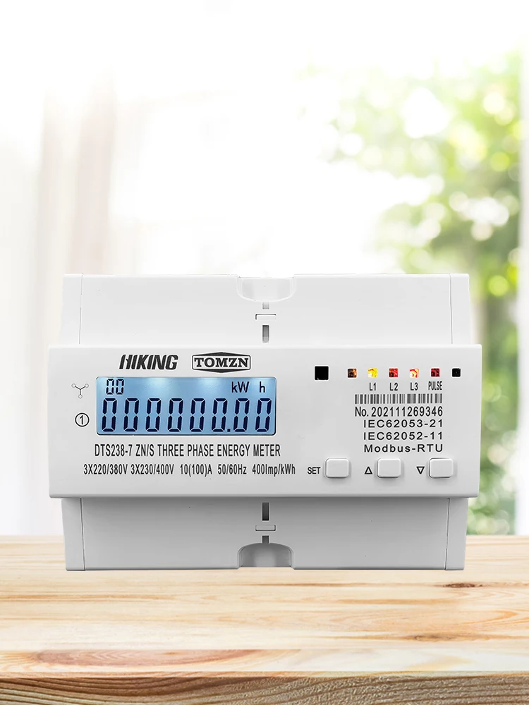 TOMZN 3-fazowy licznik energii KWH na szynę DIN 3*220V 380V 400V 50Hz 60Hz napięcie prąd DTS238-7 ZN/S z RS485 MODBUS-RUT — zdjęcie 2
