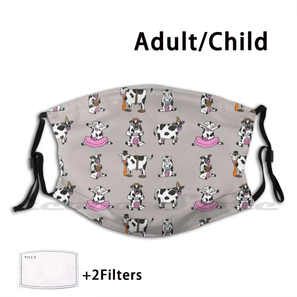 

Cow Pattern Custom Pattern Washable Filter Pm2.5 Adult Kids Mask Cows Moo Cow Gloves Cow Reading Glasses Cow