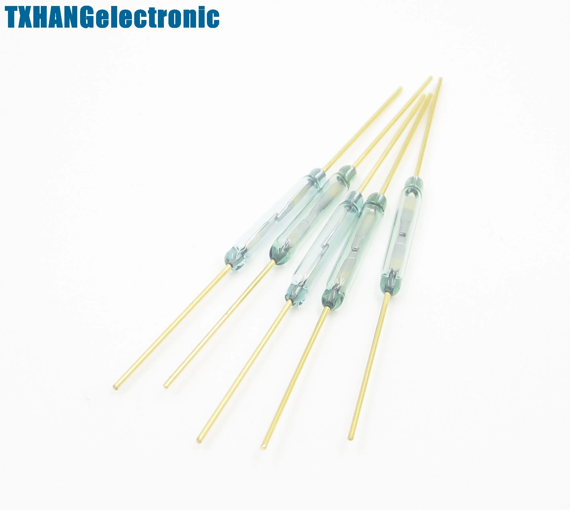 5pcs MKA-14103 Gold Tone Leads Glass N/O SPST Reed Switches 10-15AT 2 x 14mm AL diy electronics