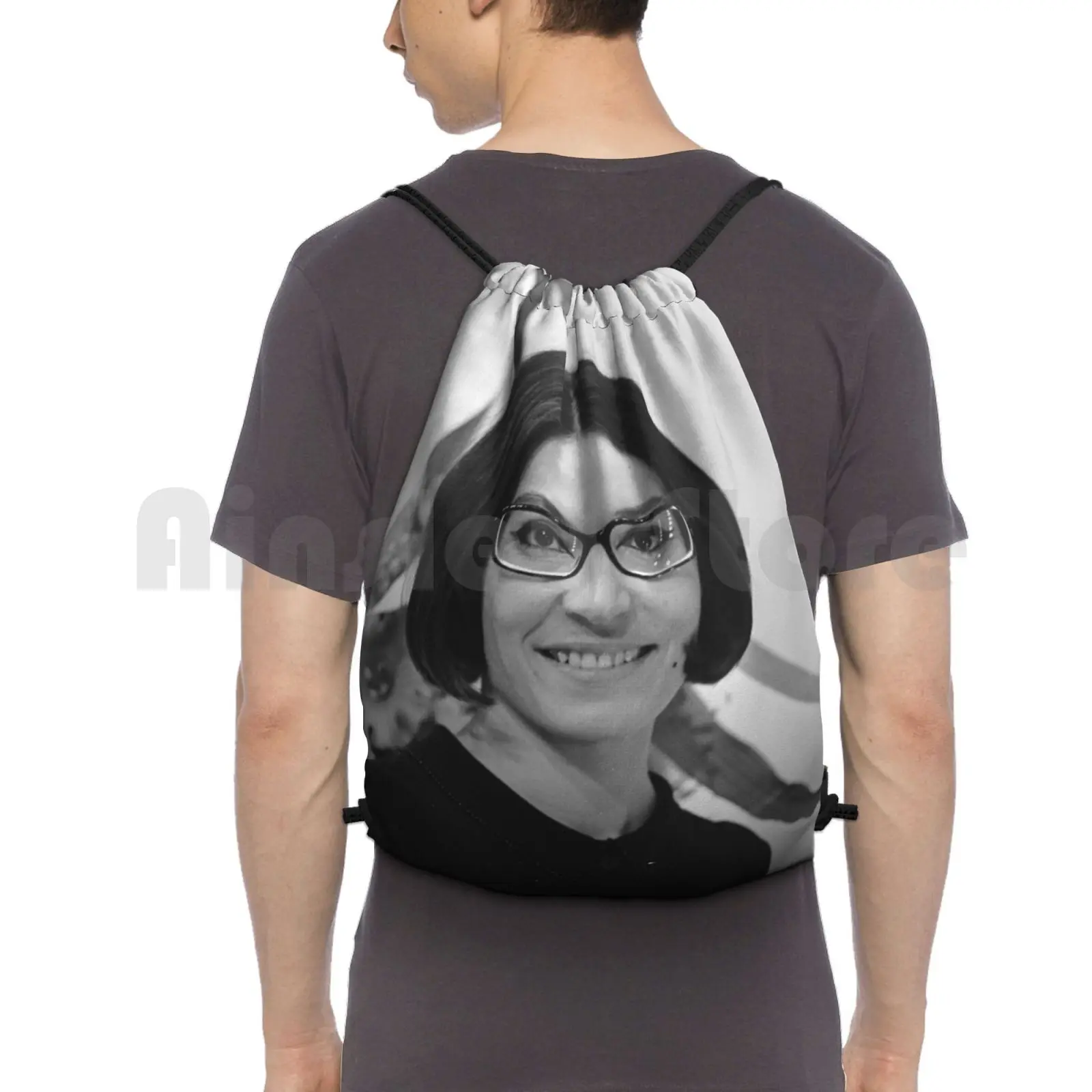 Nana Mouskouri , The Glorious Greek Singer Backpack Drawstring Bag Riding Climbing Gym Bag Nana Mouskouri Greece Greek