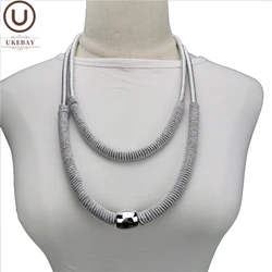 UKEBAY Alloy Luxury Pendant Necklaces Handmade Metal Chains Jewelry Women Sweater Chains Charm Necklace Alloy Bead Accessories