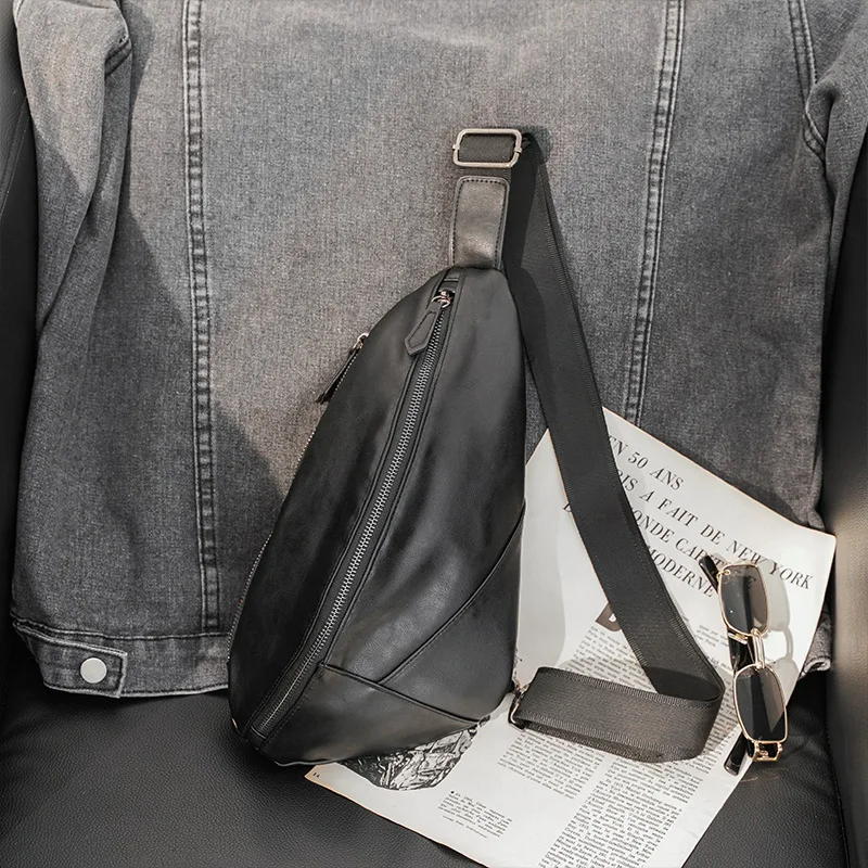 Sac à bandoulière en cuir PU pour hommes, sacoche de poitrine à la mode, sacoche à bandoulière pour tous les jours