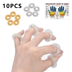 10pcs/Set Stainless Steel Finger Massage Ring Acupuncture Ring Therapy Relax Hand Blood Circulation Pain Relief Health Care