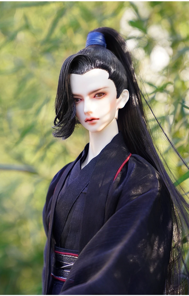 Peruka BJD 1/3 Starożytny Kostium Hanfu Długie Włosy Vintage Peruki Samurajskie Dla BJD/SD SD13 SD17 SSDF Akcesoria dla Lalki Mocnego Wujka C1113