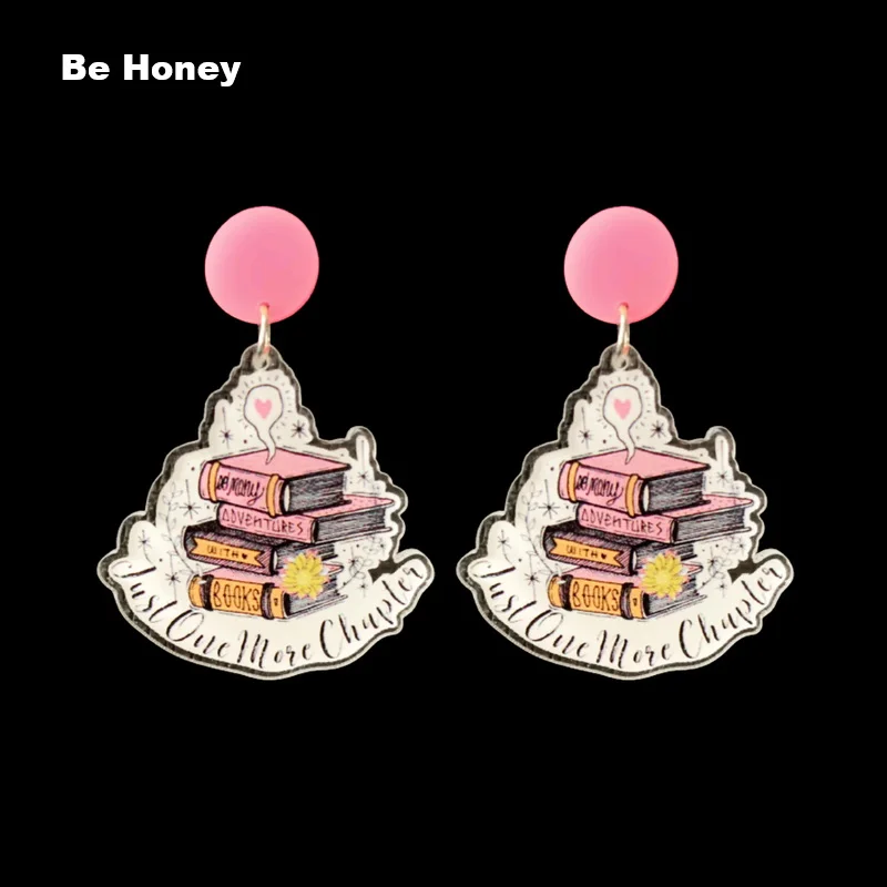 Acrylic laser just one more chapter Books Earrings writers students teacher books lovers earrings