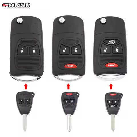 2/3/4 Button Folding Flip Remote Car Key Case Shell for Dodge Grand Caravan Charger Ram for Chrysler Town &amp; Country PT Cruiser