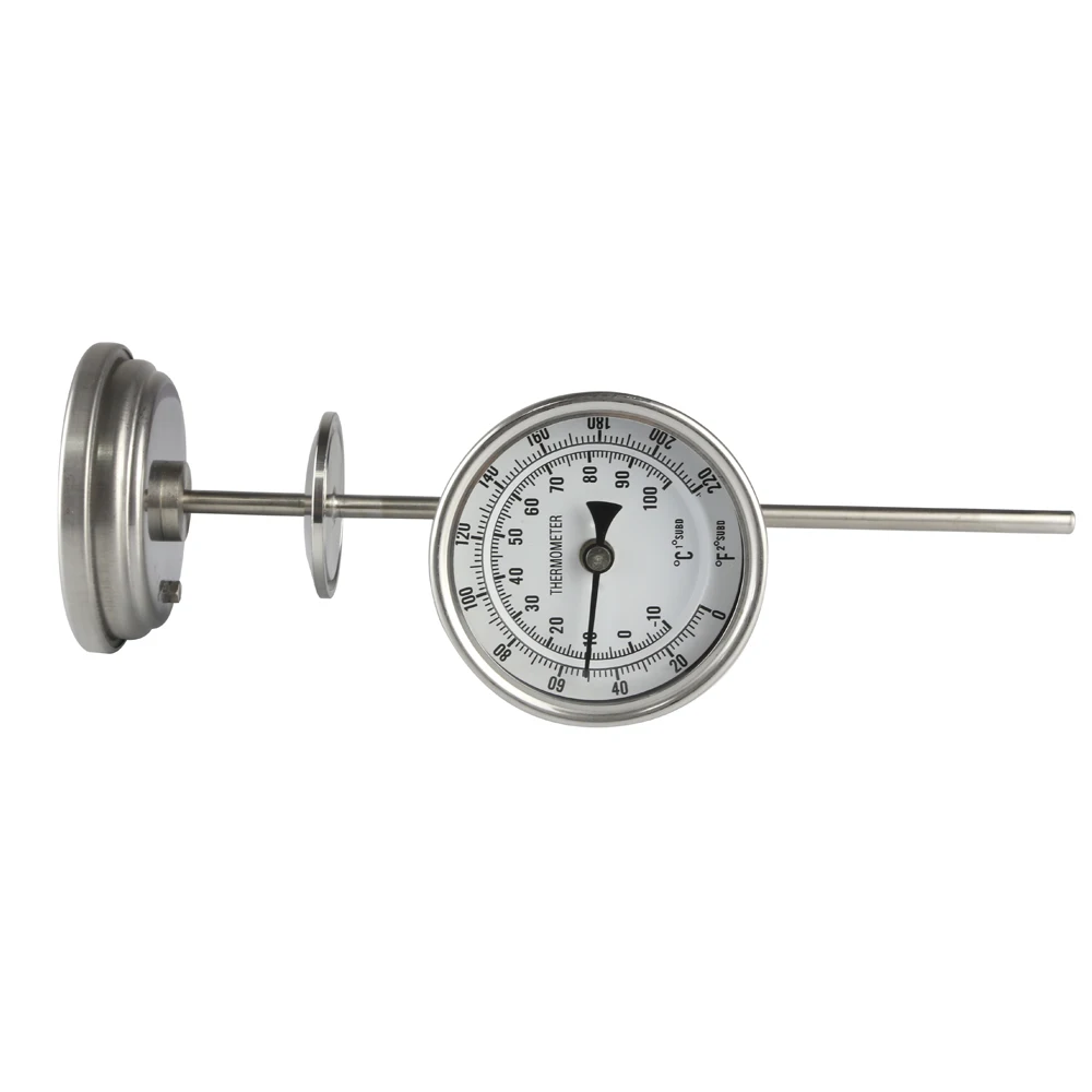 Thermomètre bimétallique axial LeicClamp en acier inoxydable, sanitaire, capteur de température, Moonshining, 1.5 pouces, 50.5mm, 0-220c