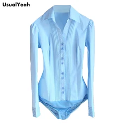 ON SALE!! New Women OL Long Sleeve V-neck pleated Body Shirt Blouse women work wear S-4XL Black, White, Blue SY0091