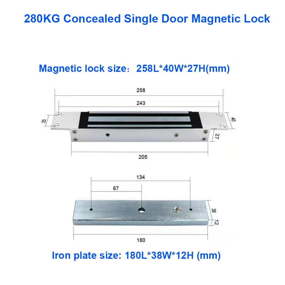 Waterproof Door Lock Single Door 12V Concealed Electric Electromagnetic Lock 180KG 280KG 350KG Tensile Force for Access Control