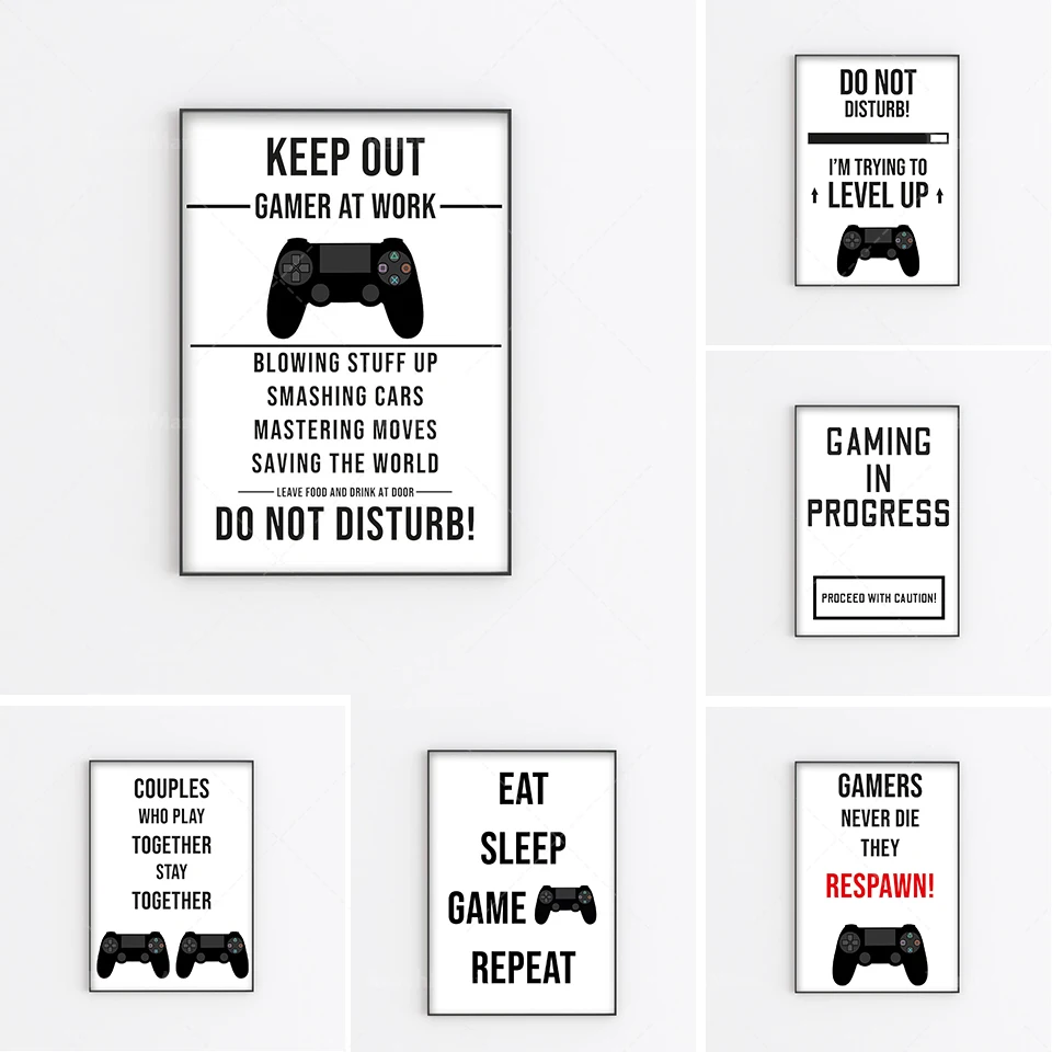 Game in progress - Game posters - Game room wall art - Video game player wall decor