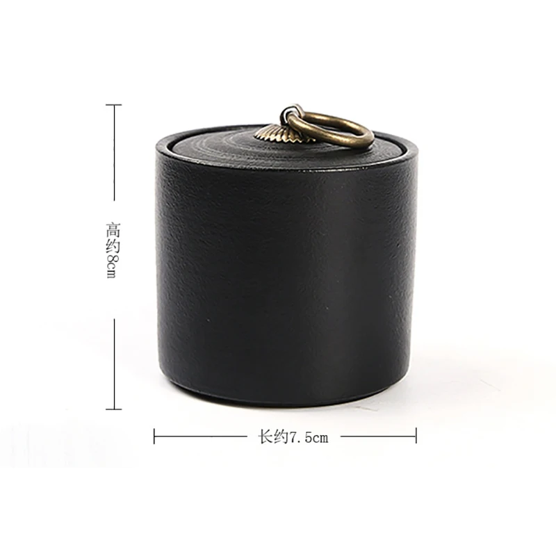 Black Frosted Ceramic Tea Caddy Sealed Candy Nut Storage Jar Home Jewelry Box with Lid Kitchen Food Storage Container Home Decor