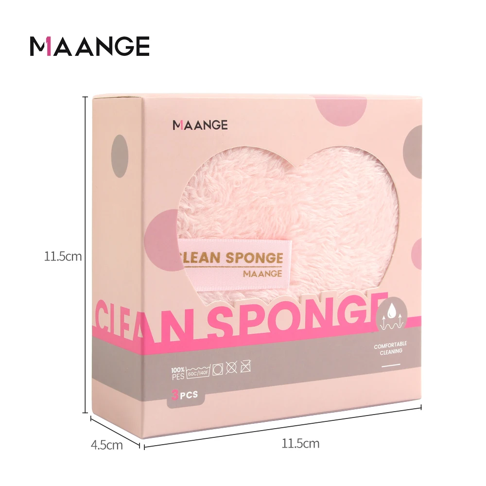 MAANGE 3Pcs แต่งหน้าฟองน้ำกล่องแผ่นผ้าไมโครไฟเบอร์กระพือล้างทำความสะอาดกระพือ Reusable หน้าเปียกพัฟ