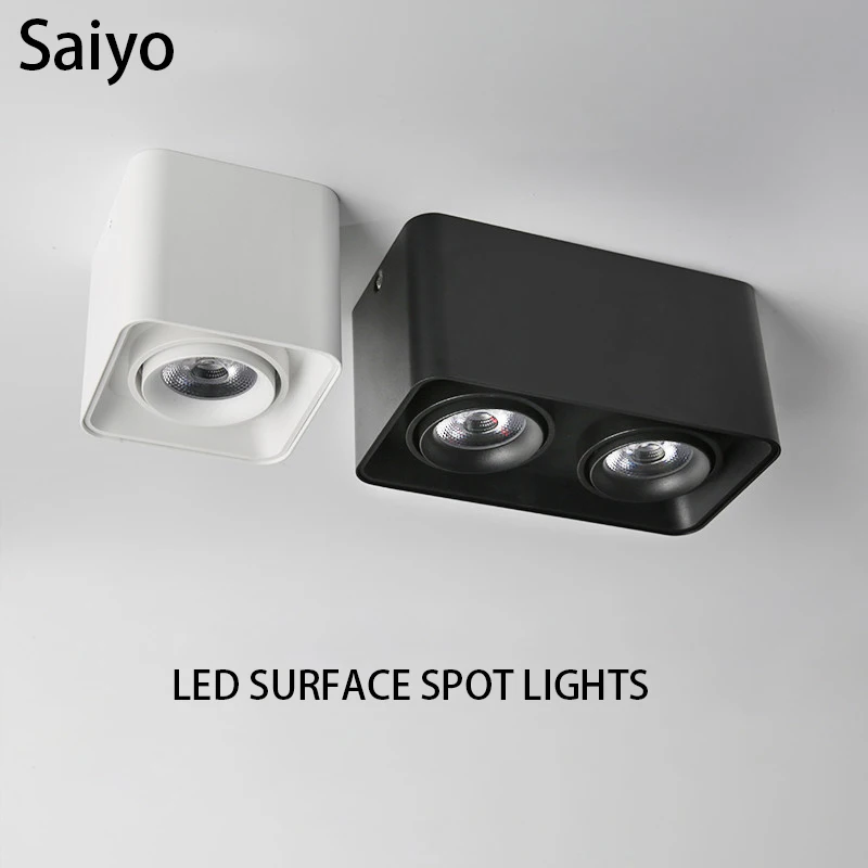 

Saiyo Angle Adjustable Surface Mounted LED Downlight COB 7W 12W 14W 24W Square Ceiling Spot Light AC110 220V For Kitchen Store