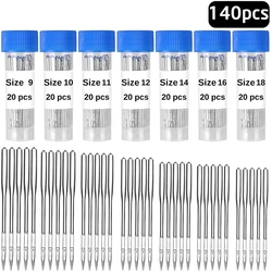 IMZAY 140pcs Count Sewing Machine Needles For Singer Varmax Sizes 7 Different Sizes Sewing Machine Parts With Needle Bottle