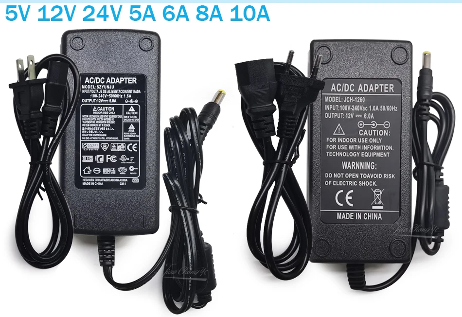 DC 5V 12V 24V Adapter Power Supply AC 100V-240V 1A 2A 3A 5A 6A 8A 10A Charger Converter Adaptor For 5050 LED Strips Light Lamp