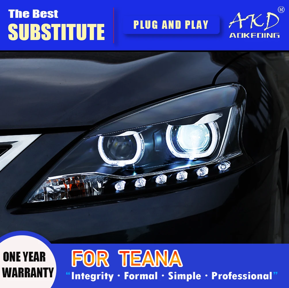 

AKD Head Lamp for Nissan Sylphy LED Headlight 2012-2015 Headlights Sylphy DRL Turn Signal High Beam Angel Eye Projector Lens