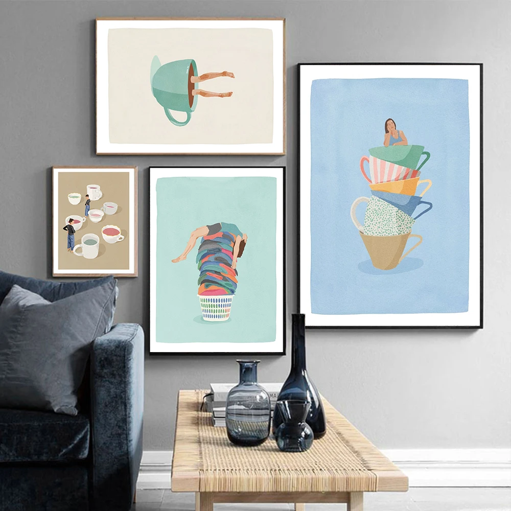 Laundry Funny Sarcastic Bathtub Wall Art Canvas Painting Abstract Coffee Girl Kitchen Posters Prints Pictures Bathroom Decor