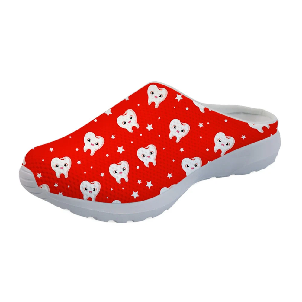 

WHEREISART Summer Women Sandals Casual Home Cute Cartoon Dentist Pattern Comfortable Mesh Home Sandals Dentista Slippers Mujer