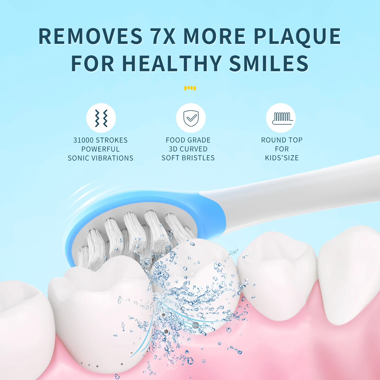 Seago sk3 crianças sonic escova de dentes elétrica recarregável língua macia limpador inteligente temporizador 3-12years