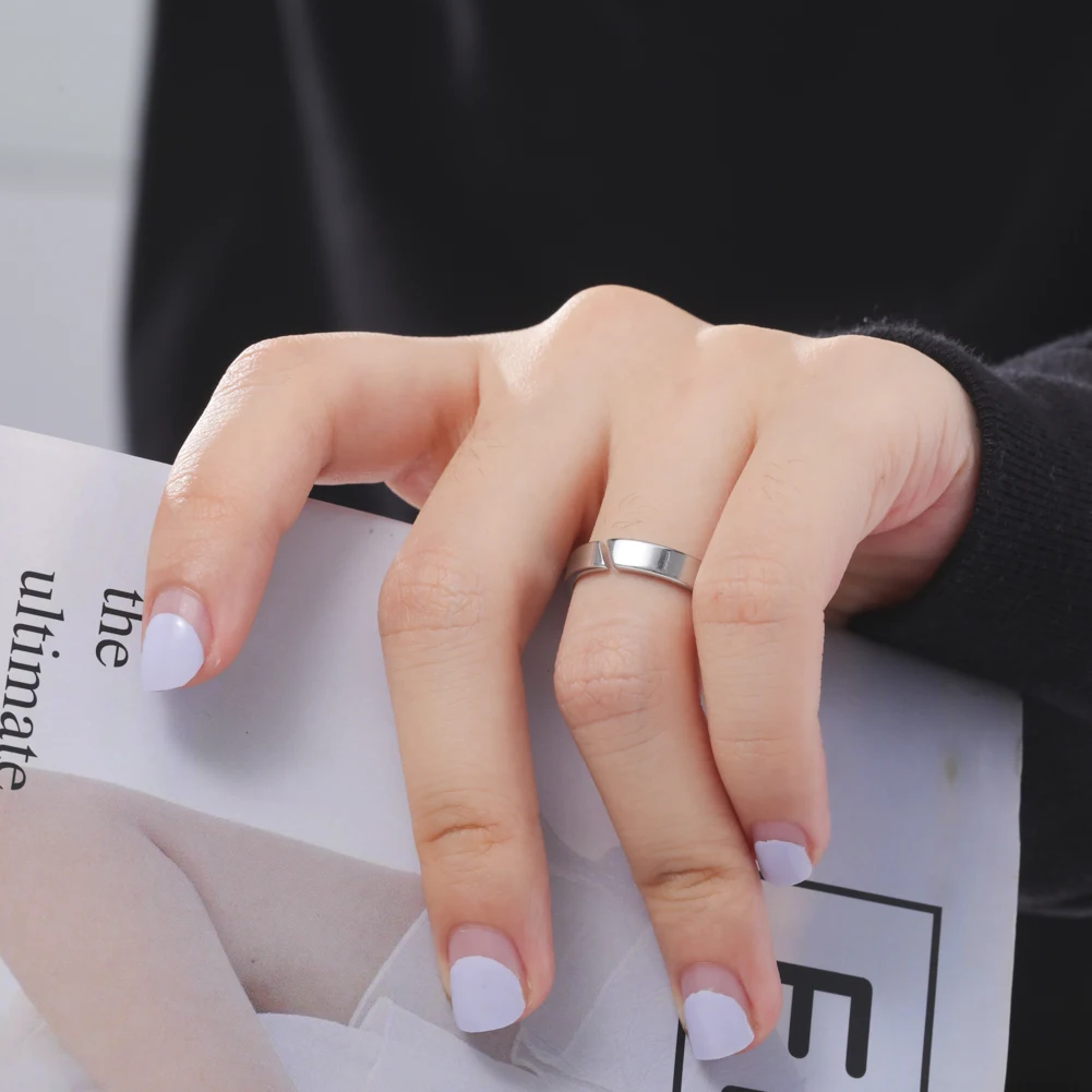 COOLTIME Kpop Minimalist Couple Rings Stainless Steel Silver Color Open Ring Women Men Fashion Jewelry Wedding Gift Wholesale