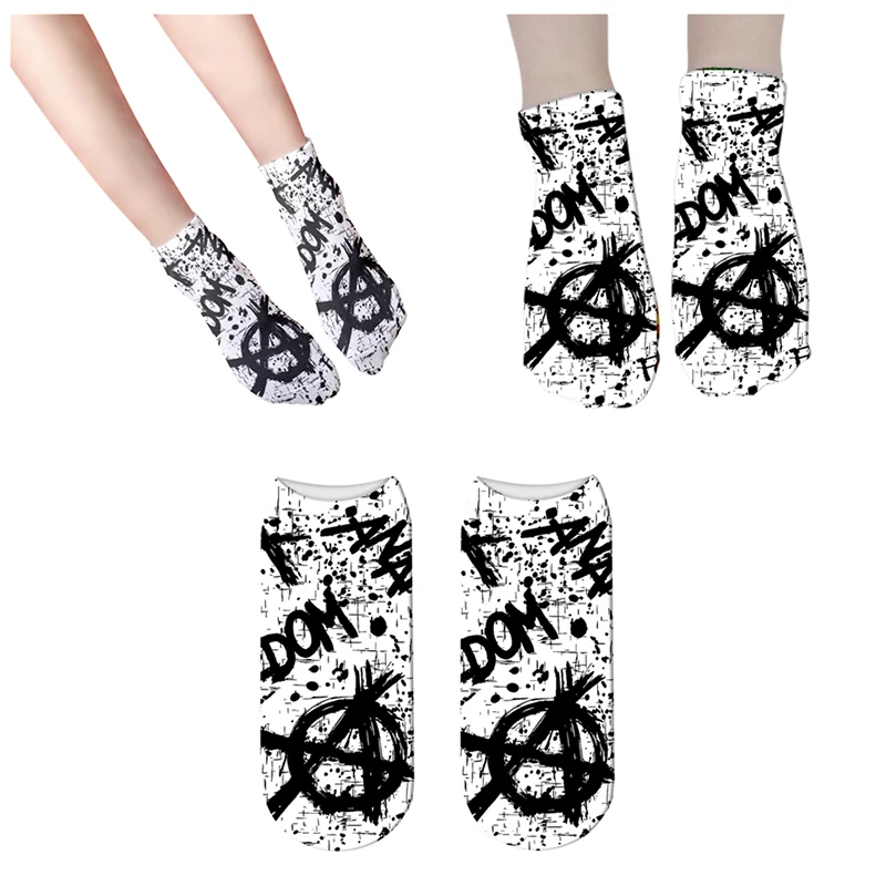 

Women And Men Unisex 3D Skull Fashion Short Socks Feminine Meias Casual Print Harajuku Individuality Socks Party Gift Socks