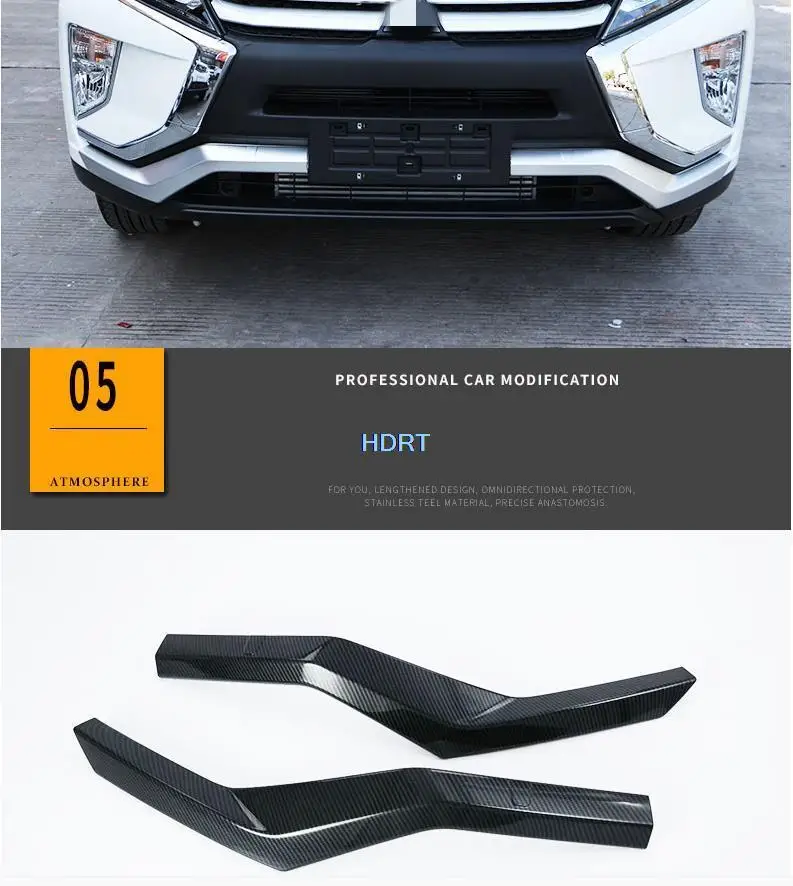 For Mitsubishi Eclipse Cross 2017 2018 Carbon fibre ABS Chrome Exterior Front Lower Grill Racing Bumper Protector Sticker Covers