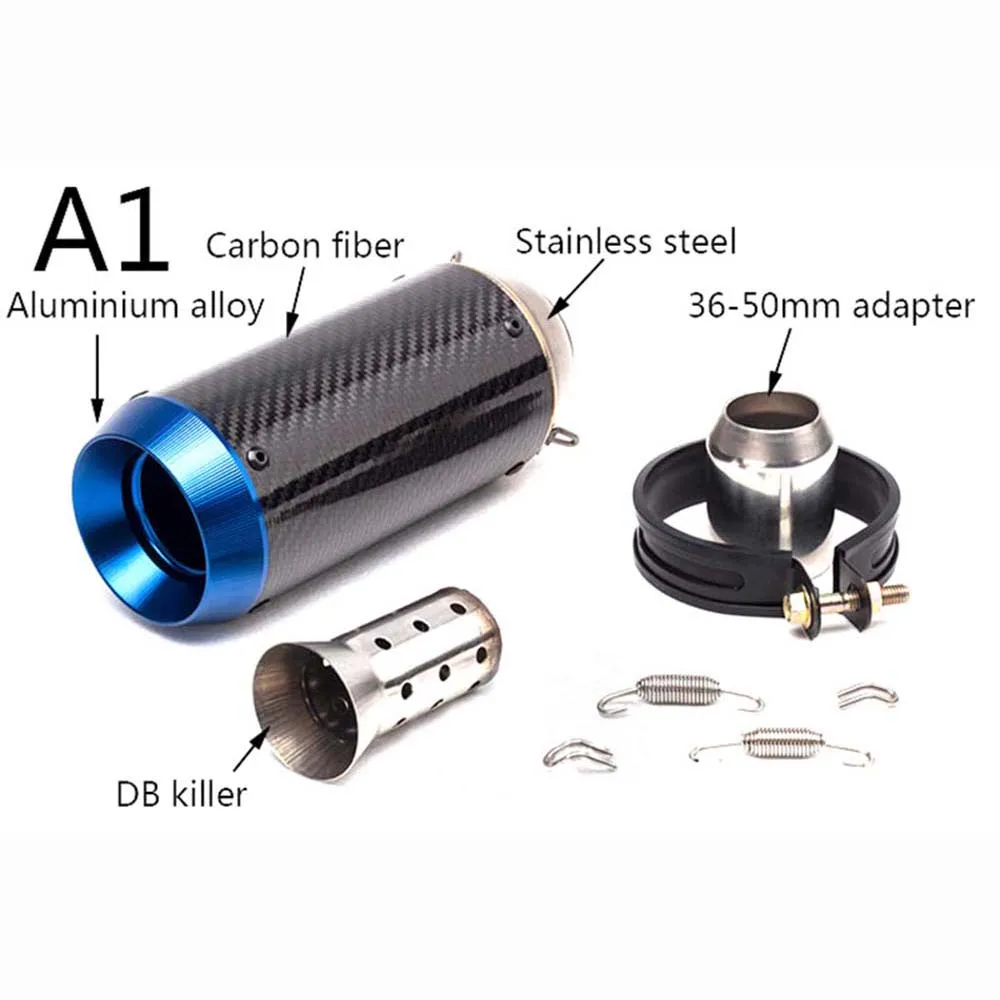 

Выхлопной глушитель мотоцикла из углеродного волокна 36-51 мм Универсальный Z900 CBR500 Z250 ZX6R MT09 FZ09 MT07 Z800 BJ600 CBR1000 R25