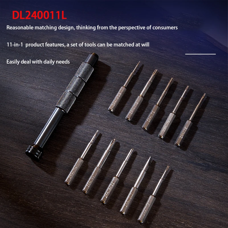 Deli DL240011L 11-Piece Precision Screwdriver Set Chrome Vanadium Steel Includes Slotted Screwdriver And Phillips Screwdriver