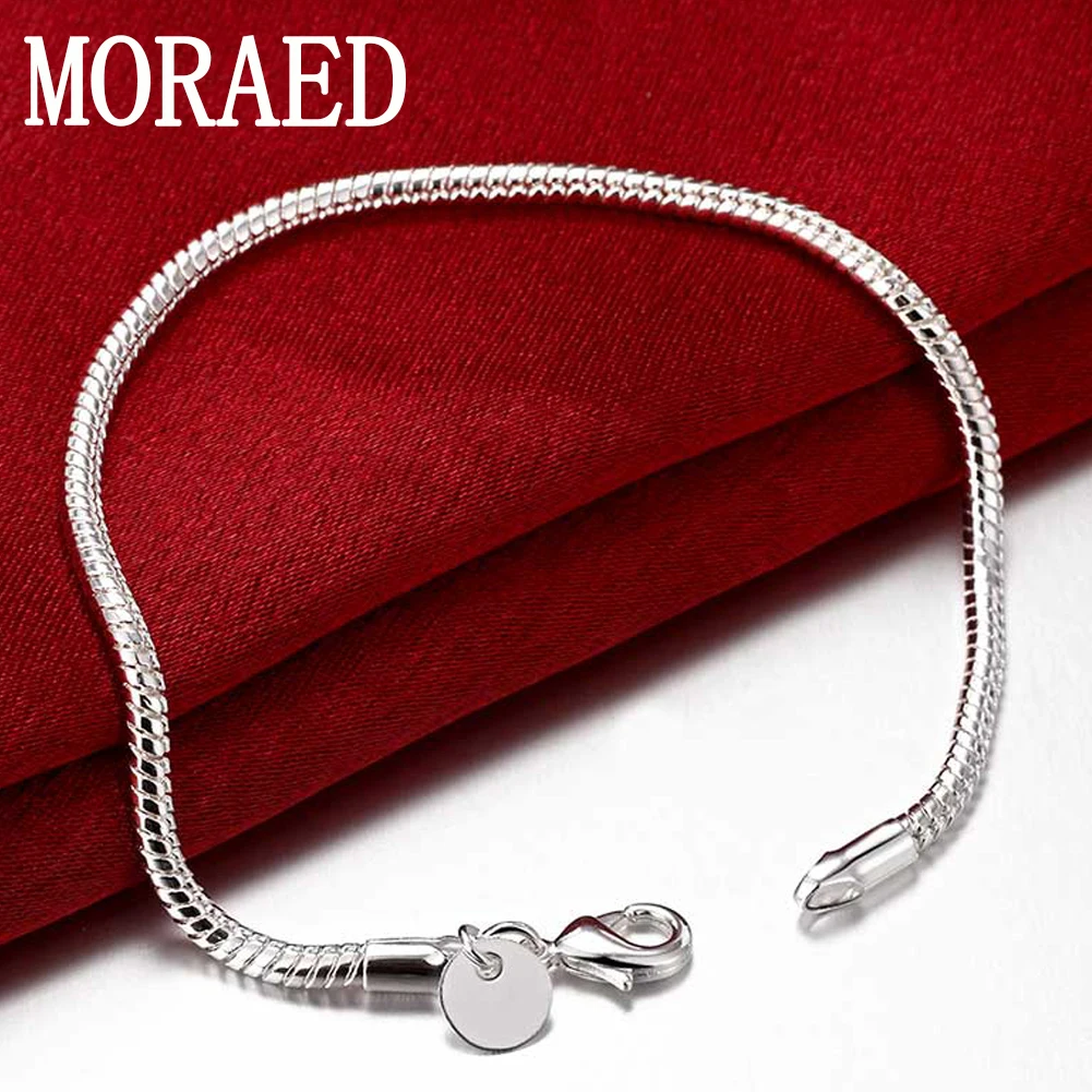 

Wedding Party 925 Sterling Silver Jewlery 3mm Snake Chain Bracelet For Women Man Fashion Jewelry