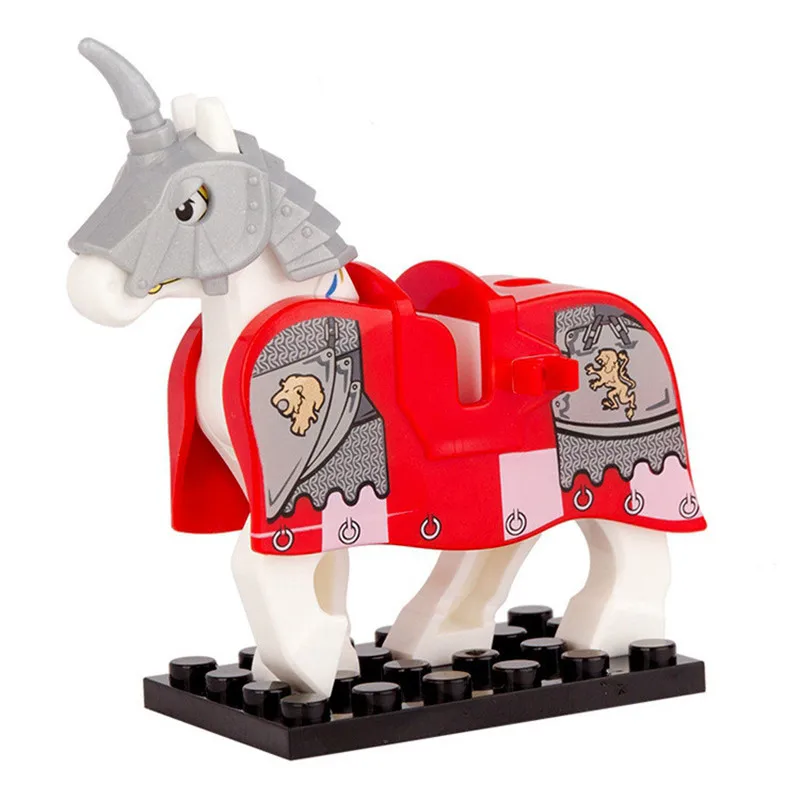 1PC MOC War Horses Building Blocks Accessories Royal Knight Horses Bricks Parts Children Toys Gifts Juguetes Ninos over 3 Years