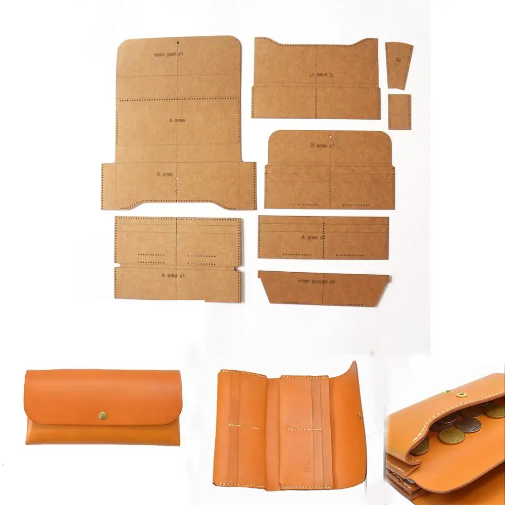 Leather Stencil three fold-handbag kraft sewing pattern/template diy handmade craft stencil 20x9cm