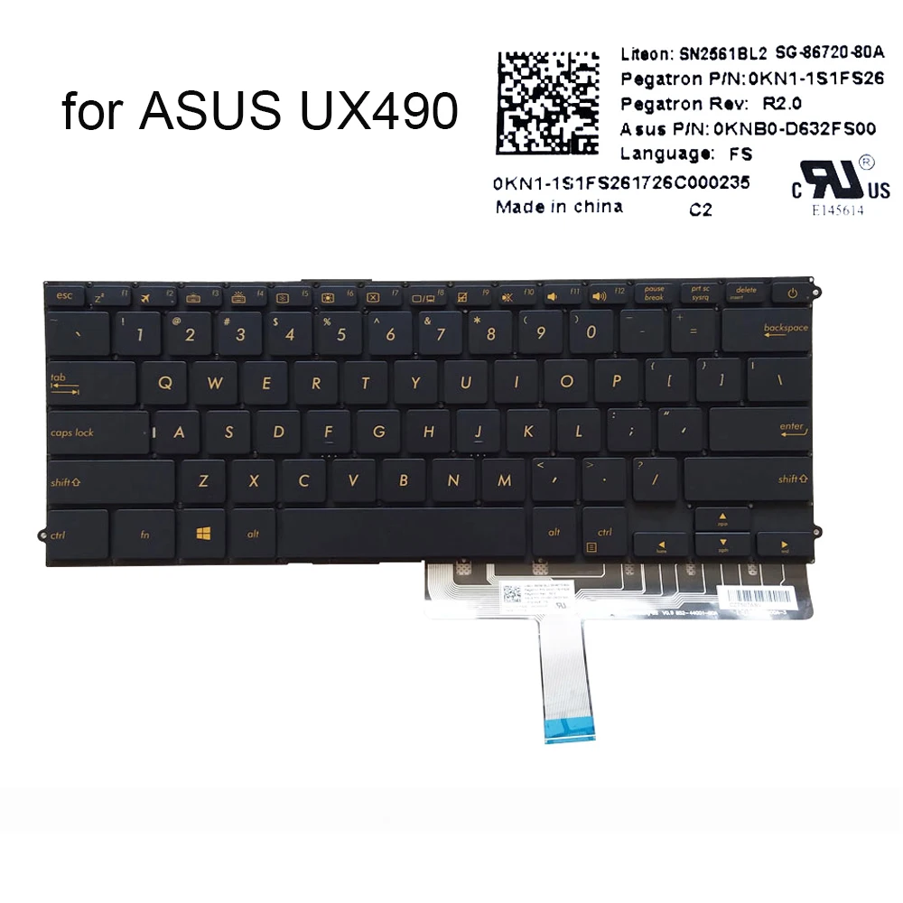 

Американская английская бразильская Подсветка клавиатуры для ASUS Zenbook UX490 UX490C UX490UA UX490UAK Подсветка клавиатуры для ноутбука 0KNB0-D632BR00