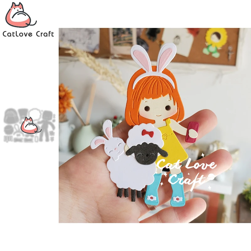 

Catlove девушка фотографировать на Пасху, металлический Трафаретный вырубной штамп трафарет для скрапбукинга пресс-формы изготовления открыток ремесло тиснение новые плашки 2020