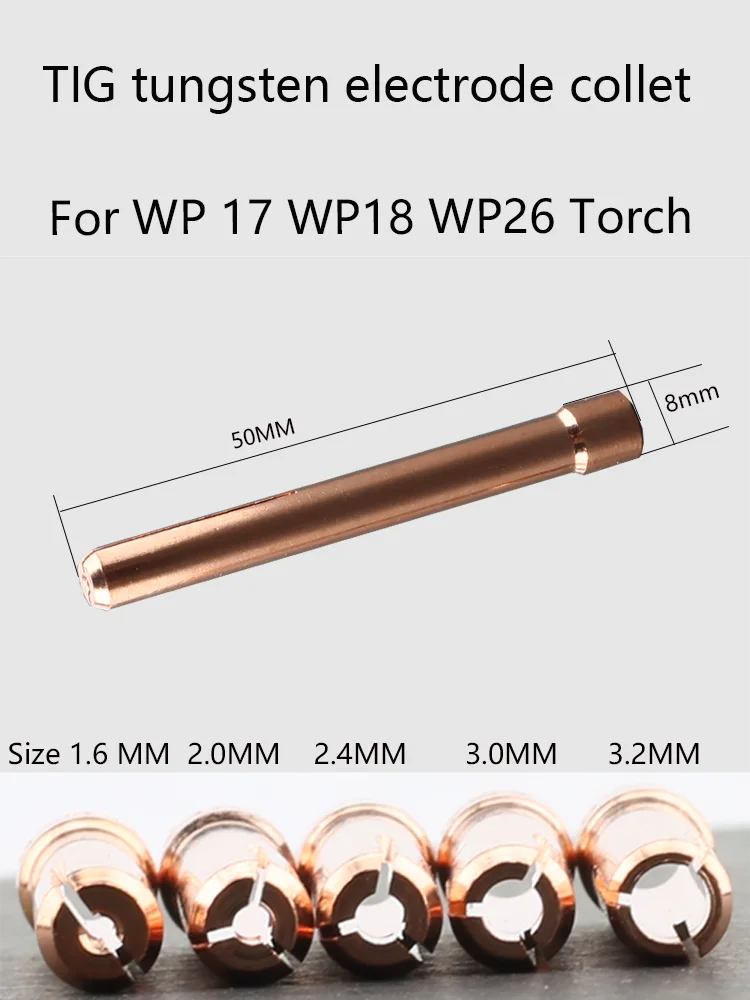 20pcs/lot Tig welding accessories E-cu collet for WP 17 WP18 WP26 tig tungsten electrode collet for argon welding torch