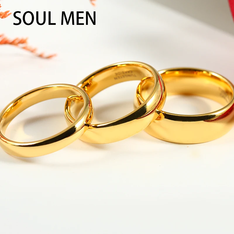 Unisex Gold Color Tungsten Carbide Ring Wedding Engagement Band Men Women's Alliance Jewelry 4/6/8MM