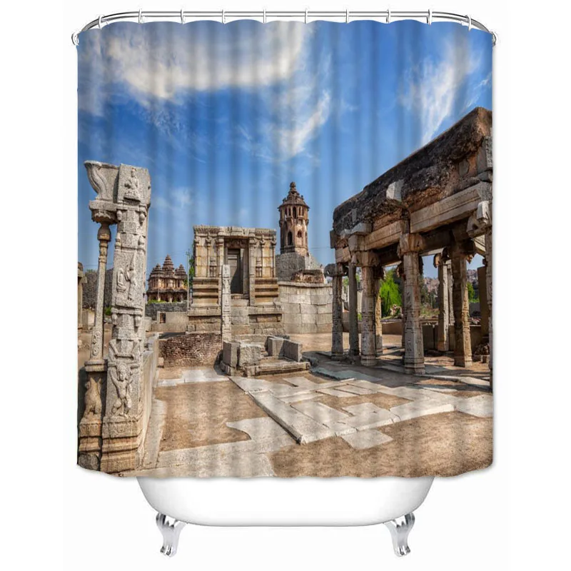 Musife Custom Ancient Roman architecture Shower Curtain Waterproof Polyester Fabric Bathroom With Hooks DIY Home Decor