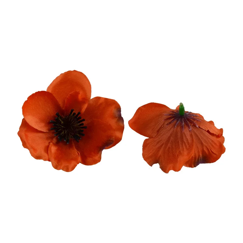 50Pcs 15Colors 7CM Artificial Silk Poppy Flower Heads For Wedding Decoration Hairpin Wreath DIY Accessories Festival Supplier