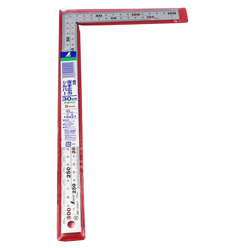 SHINWA Penguin Carpenter\'s Square Wide Hard Chrome Finish Stainless Steel Right Angle Ruler for Inking Marking Measuring