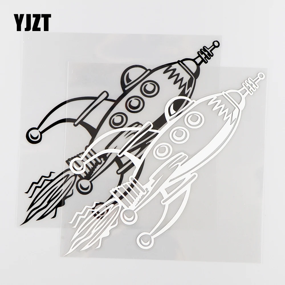 YJZT 15.4X15.1CM Rocket Spaceship Fiying Vinyl Car Sticker Decals Black / Silver 10A-0196