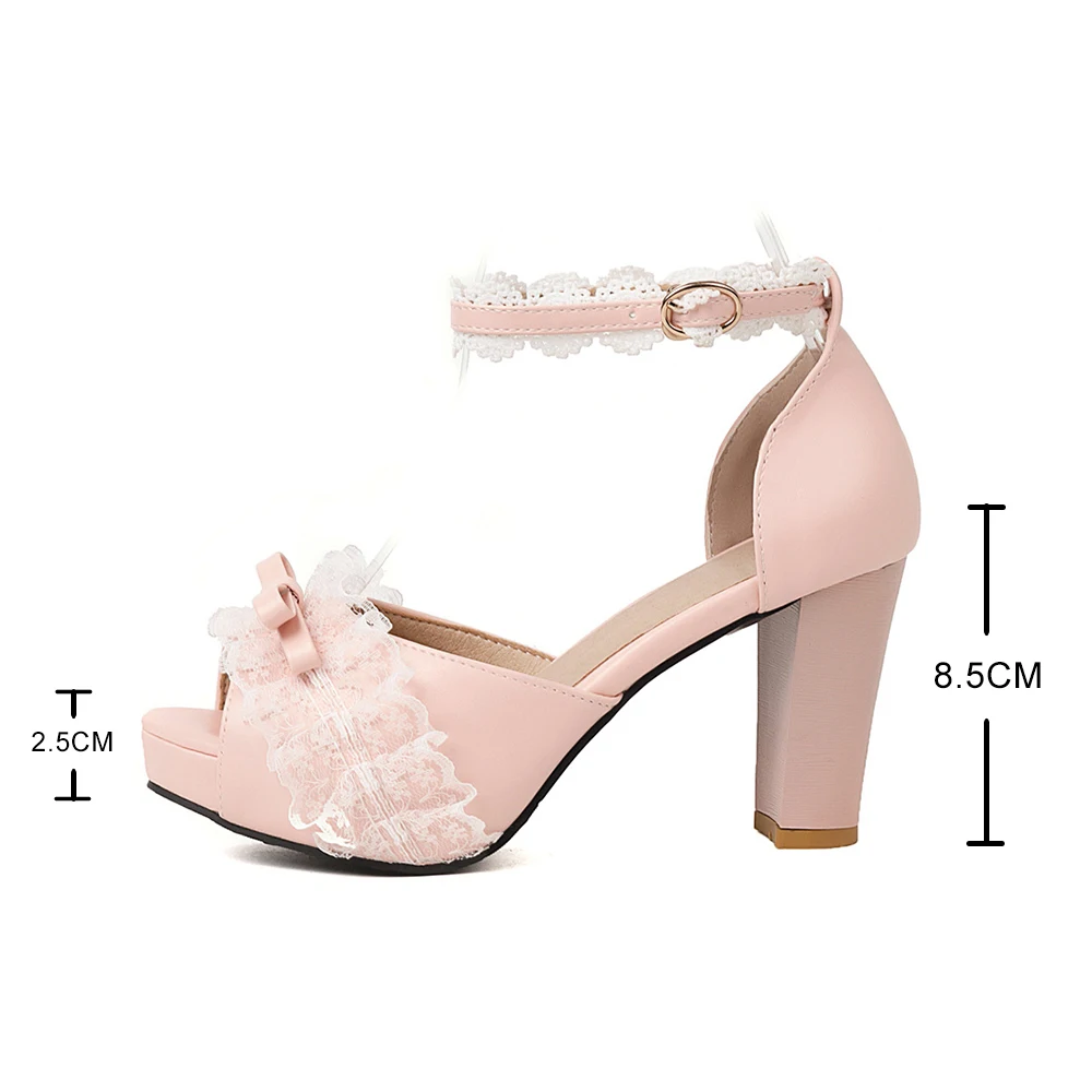 Scarpe da sposa in pizzo bianco rosa donna Peep Toe tacchi alti scarpe da donna tacchi con plateau tacchi estivi sandali femminili taconi mujer