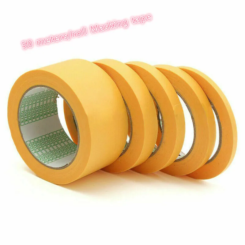 NEW 50M Yellow Masking Tape Car Sticker Adhesive DIY Painting Paper Painter Decor Craft General Purpose Craft Accessories