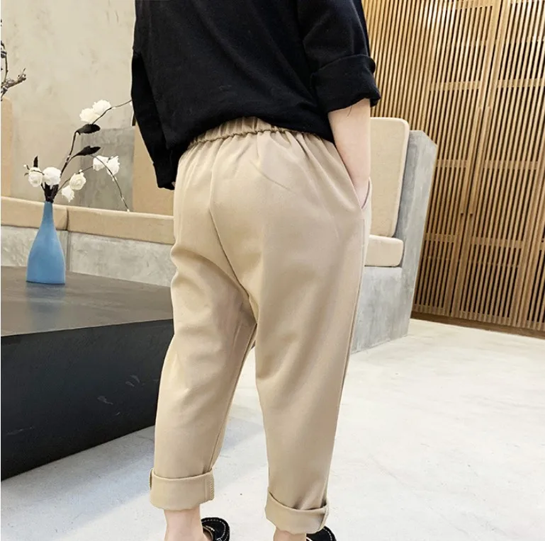 2021 Korea Boys SUIT PANTS School Kids Casual Button Trousers Clothes Children Formal Pants Brand Fashion costume