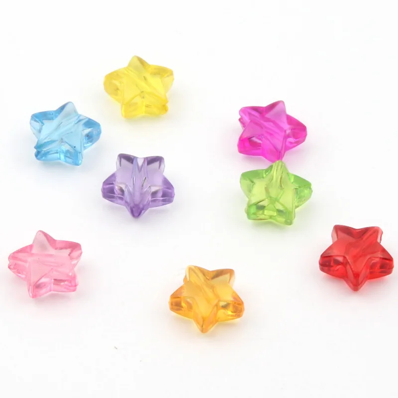 50pcs/lot Mixed Color Transparent Star Shape Beads Loose Spacer Acrylic Beads for Jewelry Making Bracelet Charms Diy Accessories