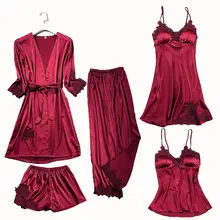 Women Satin Lace Pajamas Set M-XXL #4