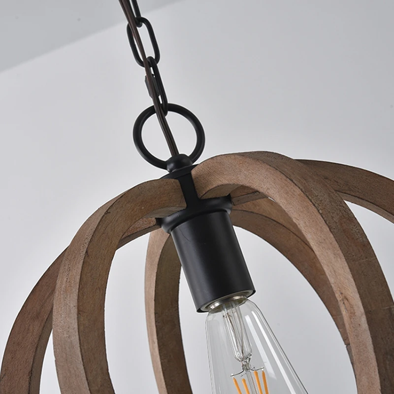Lampu gantung industri Lampu led kayu antik Perancis Lampu gantung lentera putih Liontin loteng Dapur Rumah Pertanian Kayu Kecil