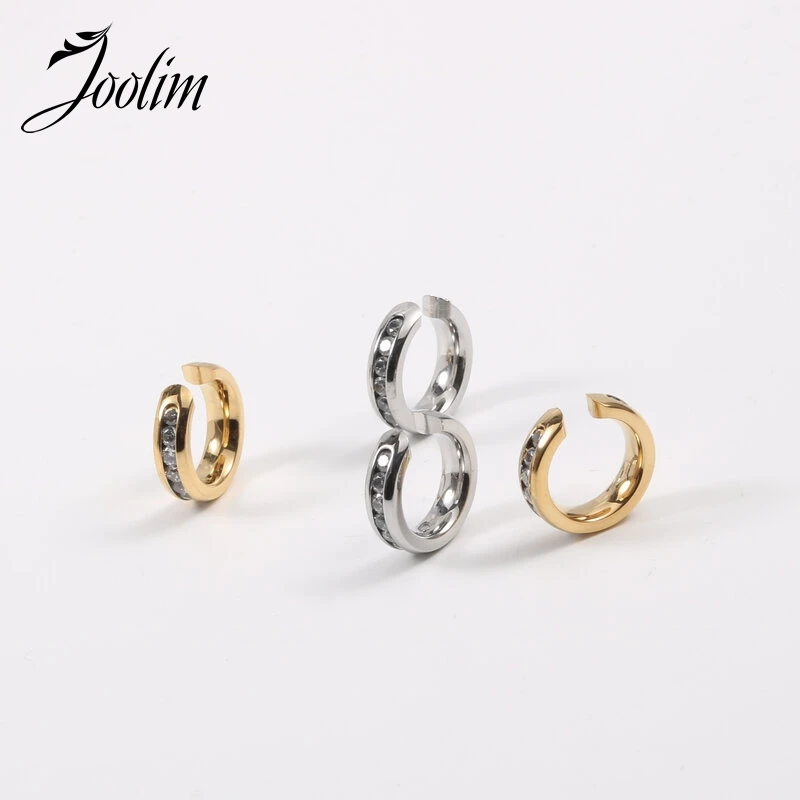 

Joolim Jewelry PVD Waterproof & Tarnish Free Minimalist Pressed-inlay Drill Full Ear Clip Cuff Stainless Steel Earring