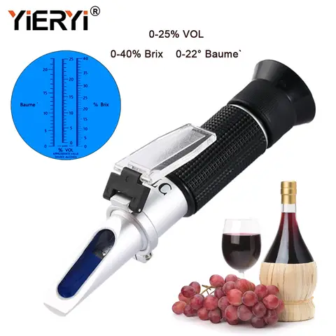 Portable 3-in-1 Refractometer for Grape and Alcohol yieryi